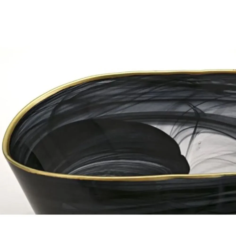 Goldsby Black and White Glass Vase 9.25 inches high x 9.25 inches wide x 4 inche